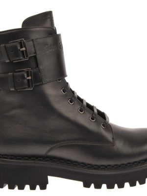 Leather Boots with Ankle Monk Straps