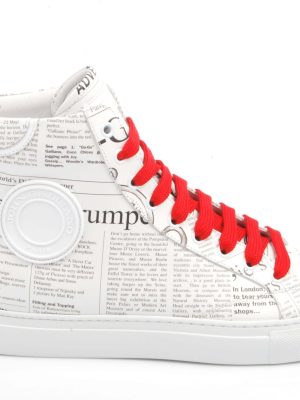 Leather Newsprint Hightop Sneakers