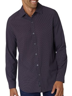 Long Sleeve Printed Perf Woven