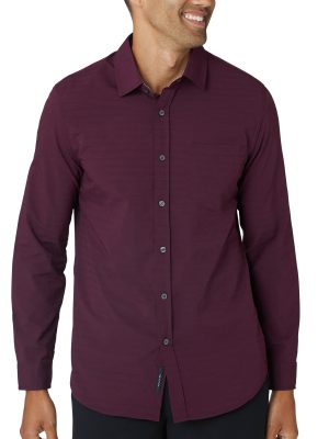 Long Sleeve Stripe Text Performance Woven