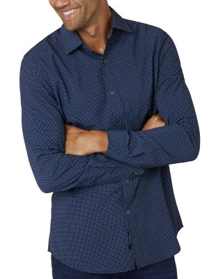 Long Sleeve Printed Perf Woven