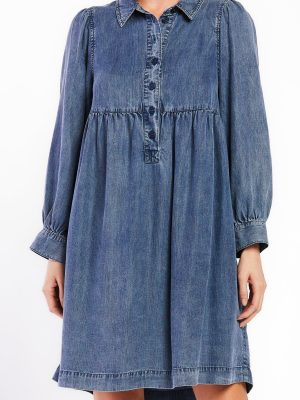 7/8 Cuffed Balloon Sleeve Popover Baby Doll Dress