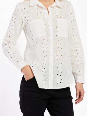Anise Long Sleeve Eyelet Button Down Shirt