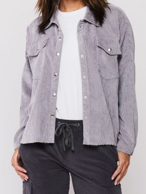 Carmele Long Sleeve Button Down Corduroy Jacket