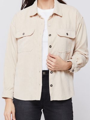 Carmele Long Sleeve Button Down Corduroy Jacket