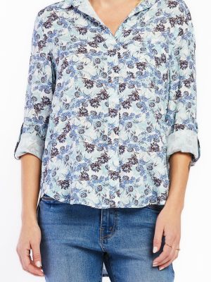 Elisa Rolled Tab Sleeve Button Down Shirt