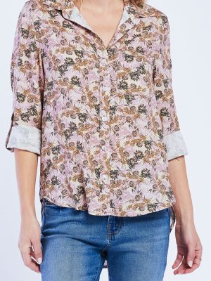 Elisa Rolled Tab Sleeve Button Down Shirt
