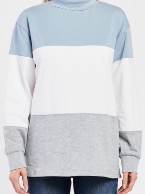 Eloise Mock Neck Color Block Top