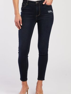 Alisia Mid Rise Skinny Jean With Distressed Detail