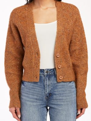 Damita Long Sleeve Raglan Sleeve V-Neck Three Button Fron Cardigan