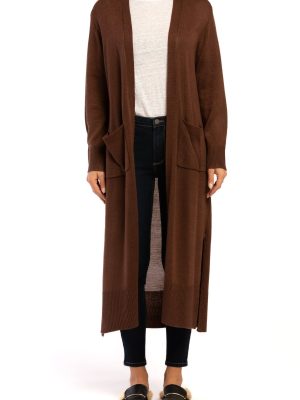 Long Sleeve Long Knit Duster Front Pockets