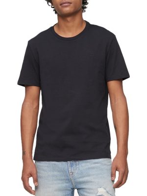 Short Sleeves Smooth Cotton Solid Crewneck Tee