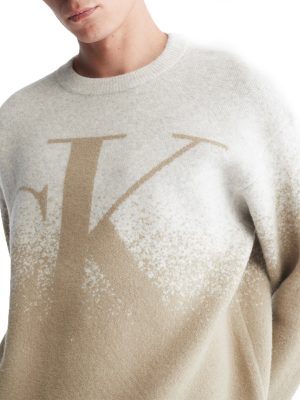 Long Sleeves Mono Ombre Jacquard Crew Sweater