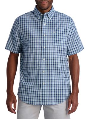Chaps Men's Short Sleeve Recycled Poly Stretch Woven Shirt
