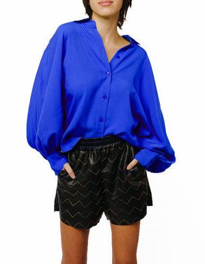 Amira Oversized Button Down Satin Top