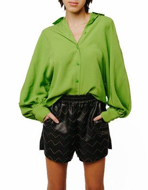 Amira Oversized Button Down Satin Top