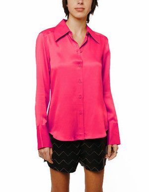 Jacque Collared Button Down Satin Top