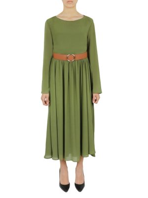 Belted Long Sleeve Dress