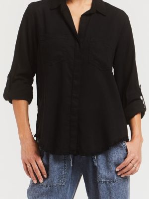Riley Rolled Tab Sleeve Button Down Shirt Double Chest Pockets