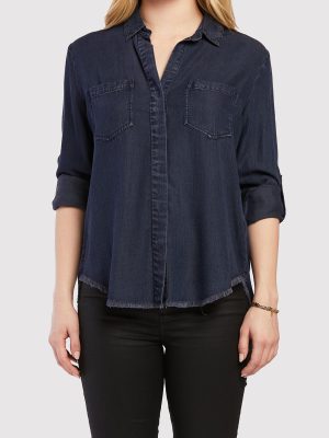 Riley Rolled Tab Sleeve Button Down Shirt Double Chest Pockets