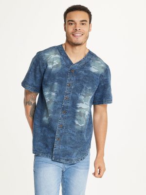 Brooklyn Laundry Men's Baseball Denim Shirt Navy
