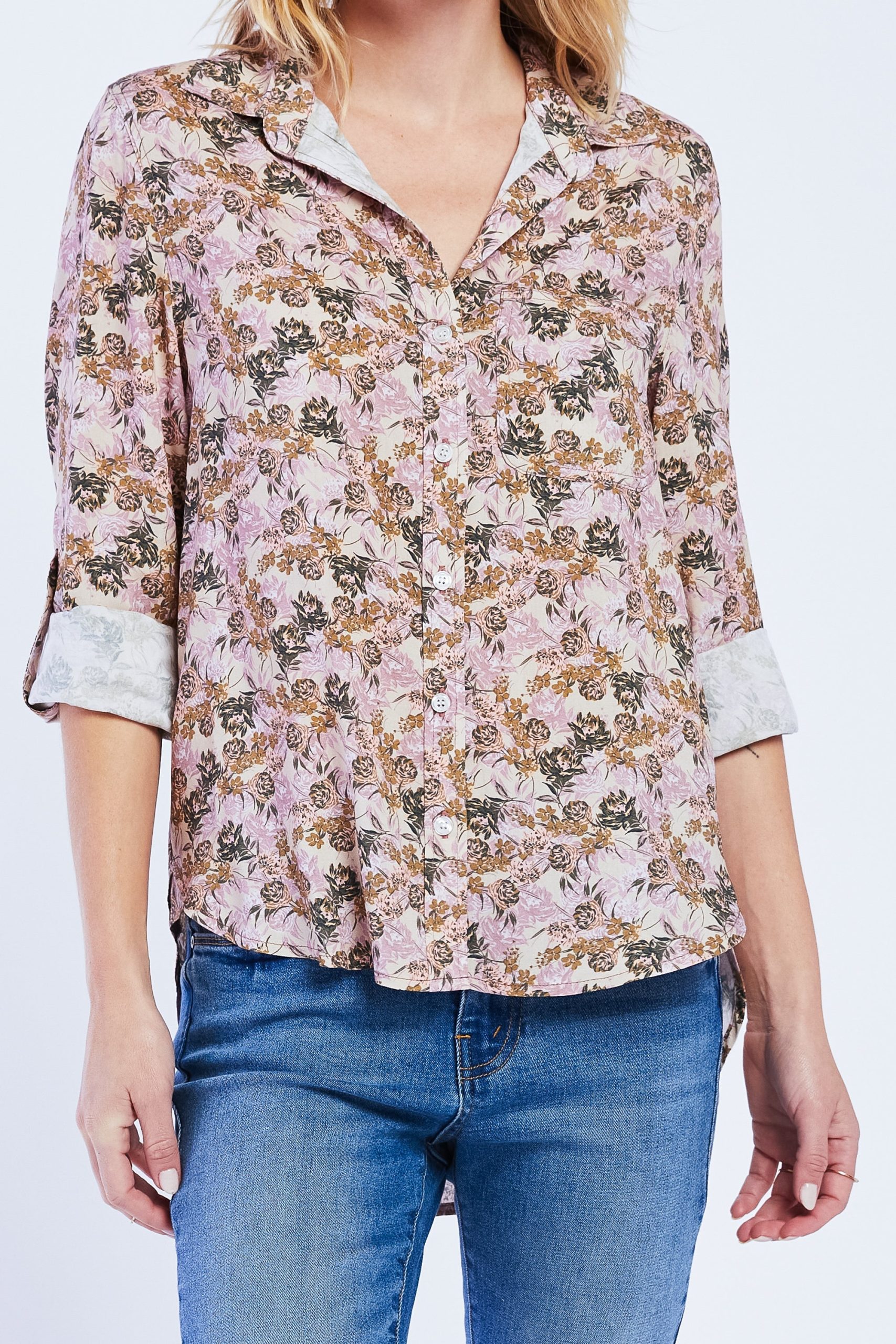 Elisa Rolled Tab Sleeve Button Down Shirt - Image 3