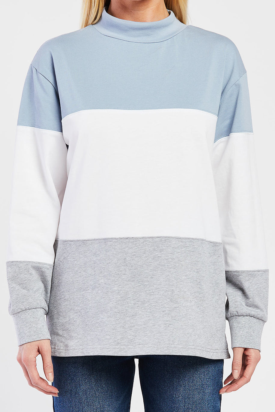 Eloise Mock Neck Color Block Top - Image 2