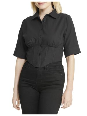 Cropped Corseted Shirt