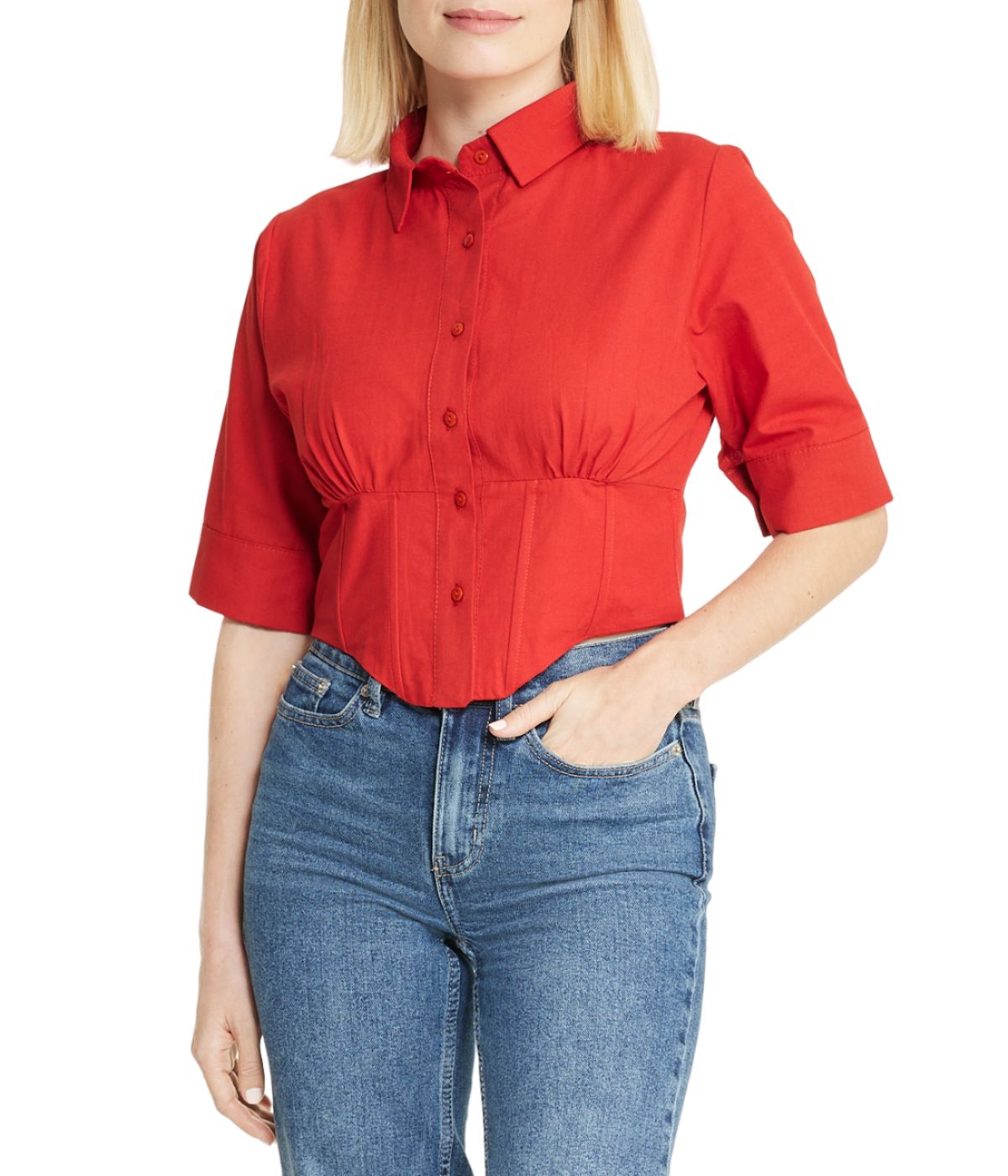 Cropped Corseted Shirt - Image 6