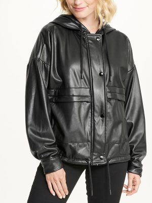 Vegan Leather Button Front Jacket