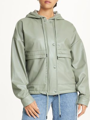 Vegan Leather Button Front Jacket