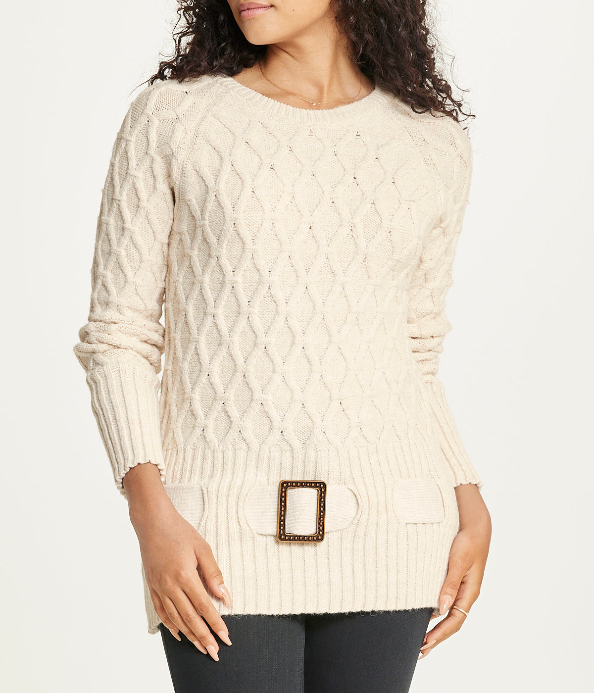 Diamond Belted Tunic Sweater - Image 5