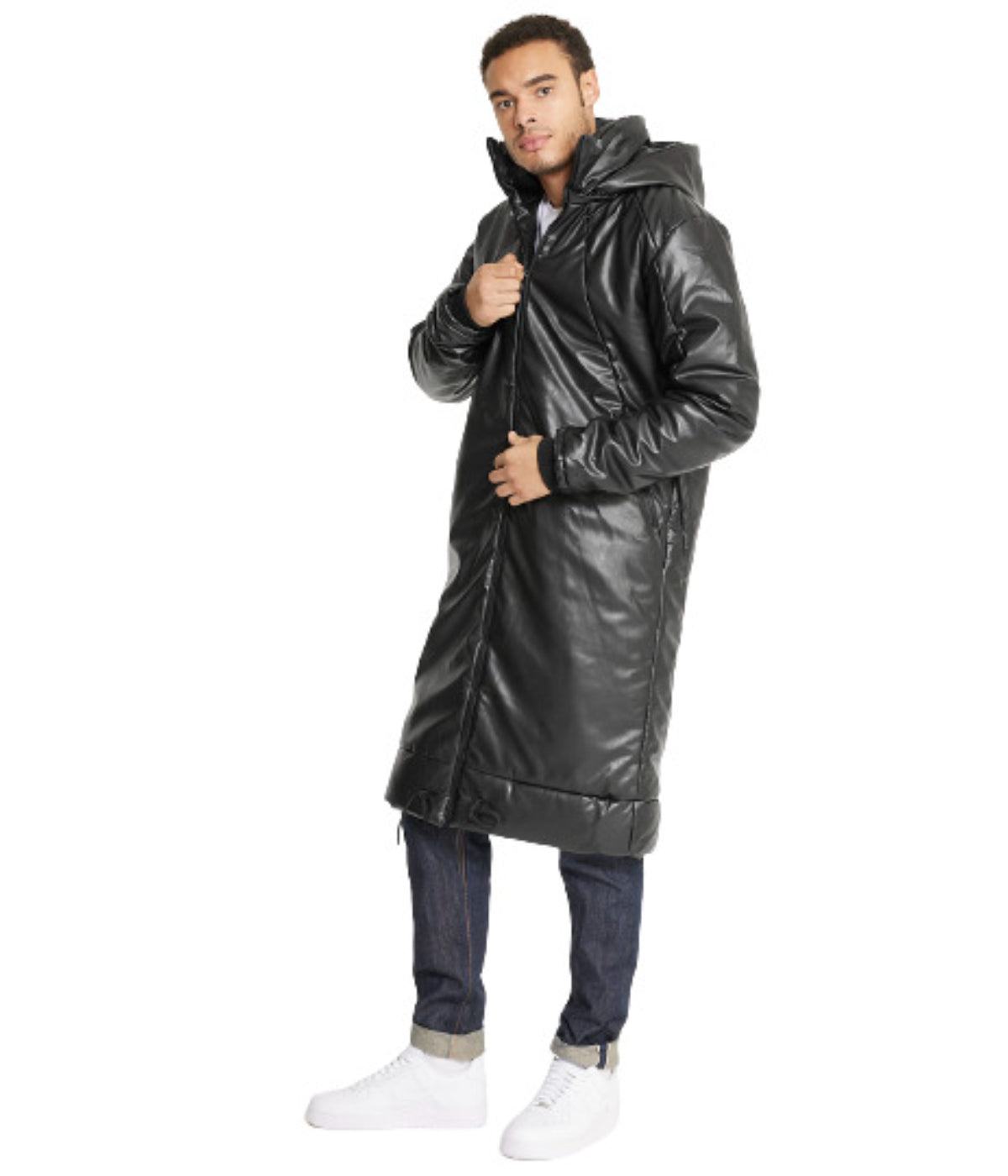 Long Vegan Leather Jacket - Image 3