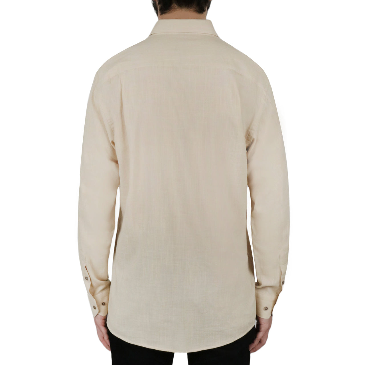 Solid Beige Dress Shirt - Image 3