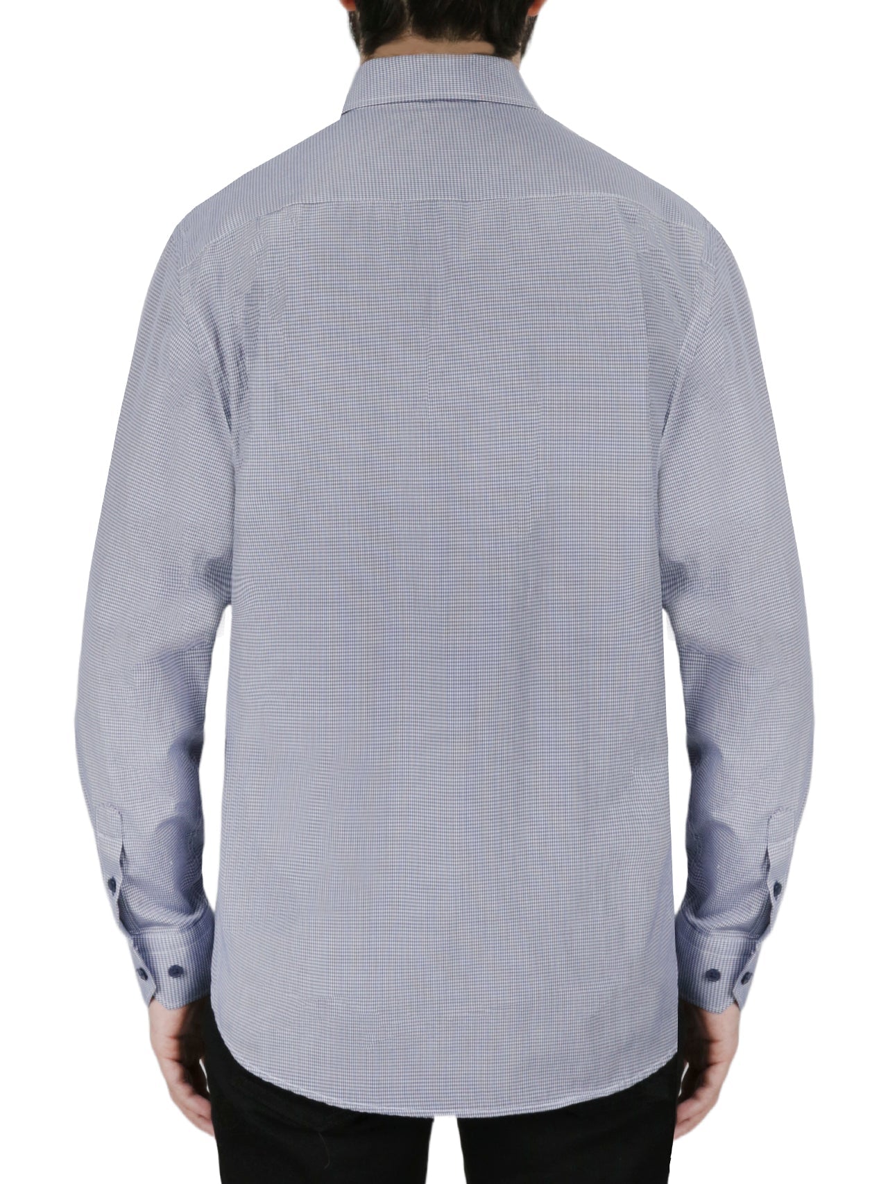 Dark Blue Checkered Dress Shirt - Image 4