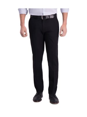 Haggar Men's Iron Free Premium Khaki-Slim/Straight Fit Black