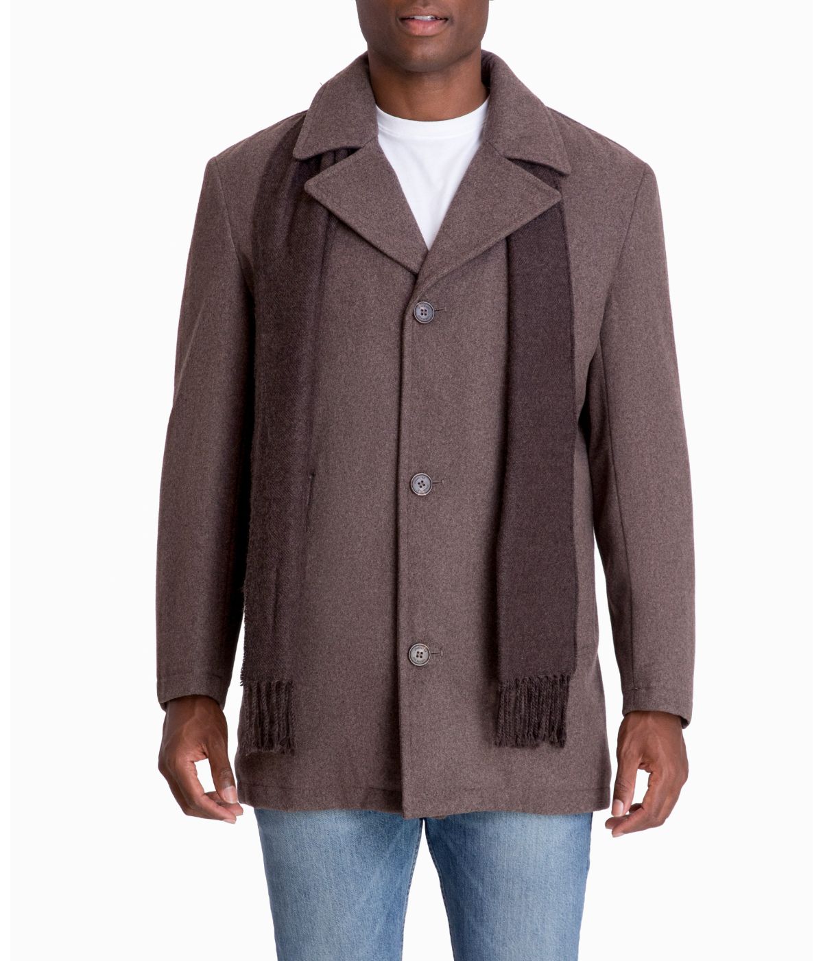 Wool Blend Single Breasted Button Front Mocha Heather - Image 2