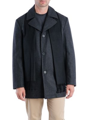 Wool Blend Single Breasted Button Front New Charcoal