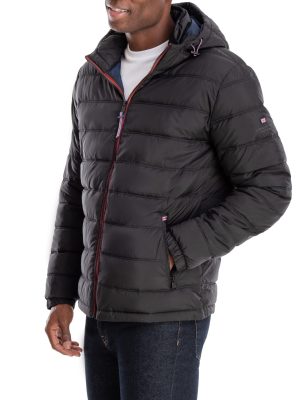Qulited Hooded Packable Puffer Black