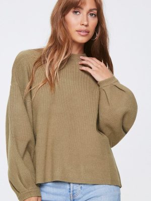 Ribbed Drop-Sleeve Sweater