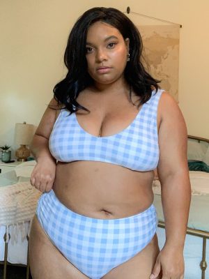 Plus Size Gingham Bralette Bikini Top