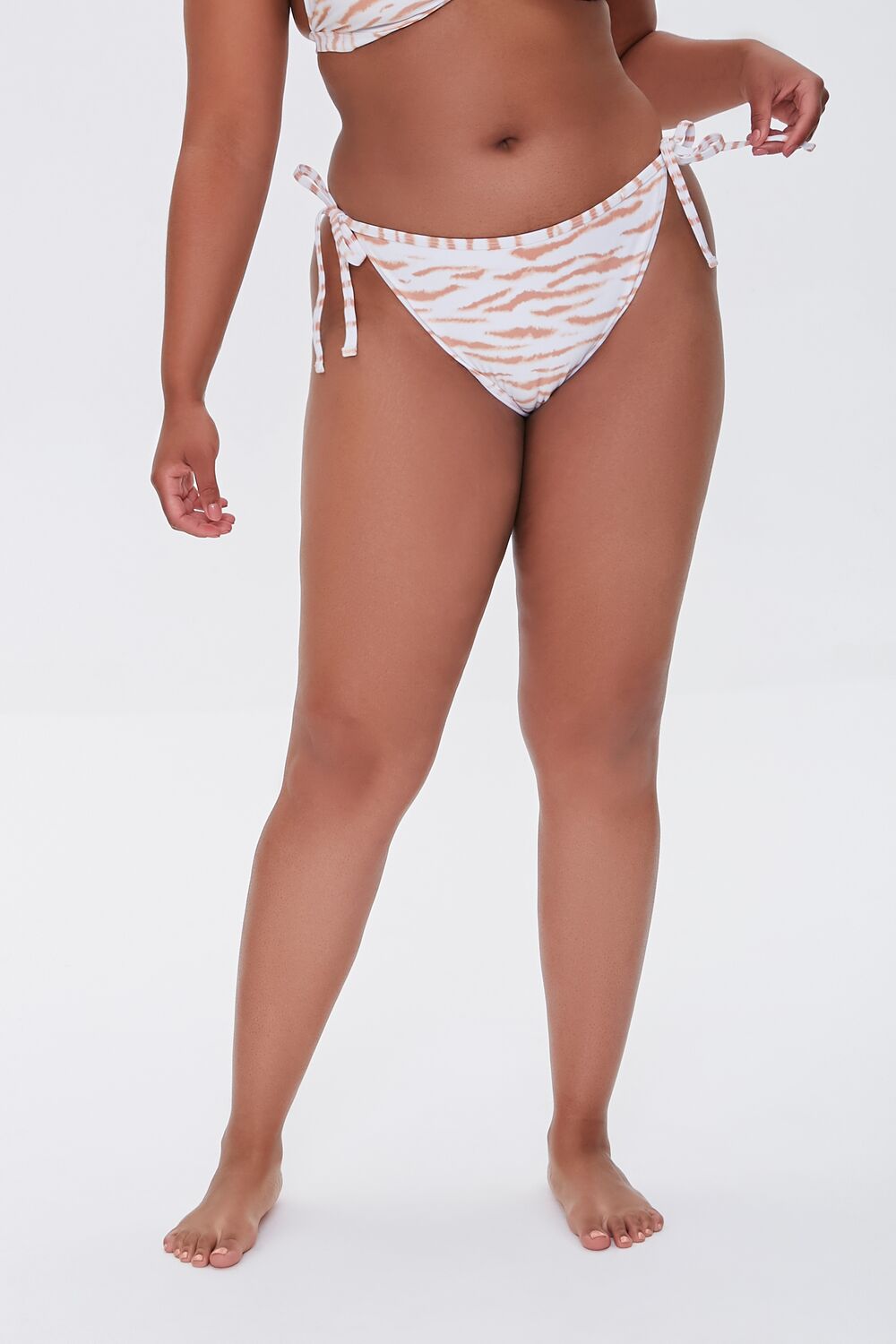 Plus Size Tiger Print String Bikini Bottoms - Image 2