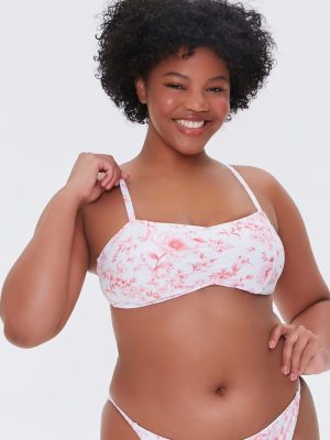 Plus Size Floral Print Bralette Bikini Top