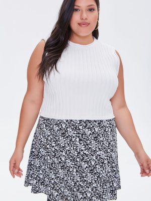 Plus Size Floral Print Mini Skirt
