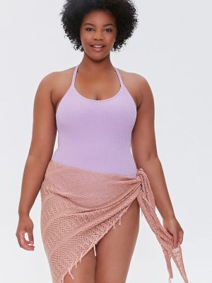 Plus Size Crochet Sarong Swim Cover-Up