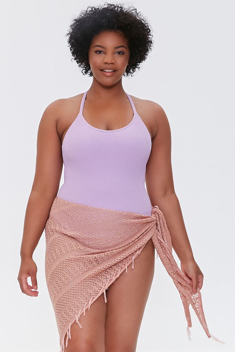 Plus Size Crochet Sarong Swim Cover-Up