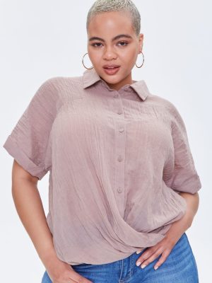Plus Size Crossover Shirt