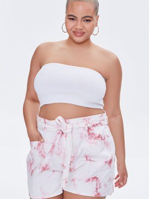Plus Size Belted Tie-Dye Shorts