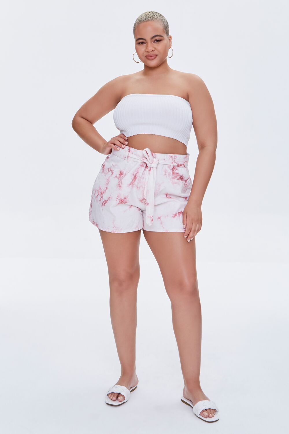 Plus Size Belted Tie-Dye Shorts - Image 5