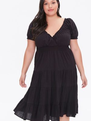 Plus Size Tiered Ruffle-Trim Dress